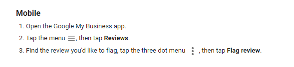 Flag inappropriate reviews on Google My Business App